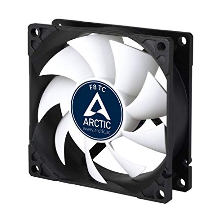 ARCTIC F8 TC - Temperature-Controlled 80 mm Case Fan | Standard Case Cooler | Intelligent Heat Detector regulates RPM | Push- or Pull Configuration
