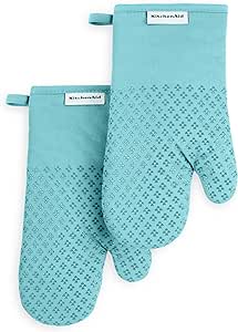 KitchenAid Asteroid Oven Mitt 2-Pack Set, Mineral Water Aqua, 7"x12.5"