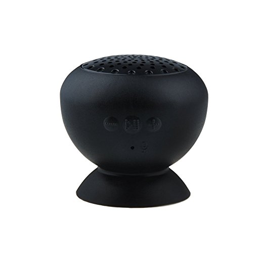 Patec® Waterproof Bluetooth Mini Speaker with Suction Cup MIC for Car Showers Bathroom Pool Boat Car Beach Outdoor (Portable & Silicone) - Black