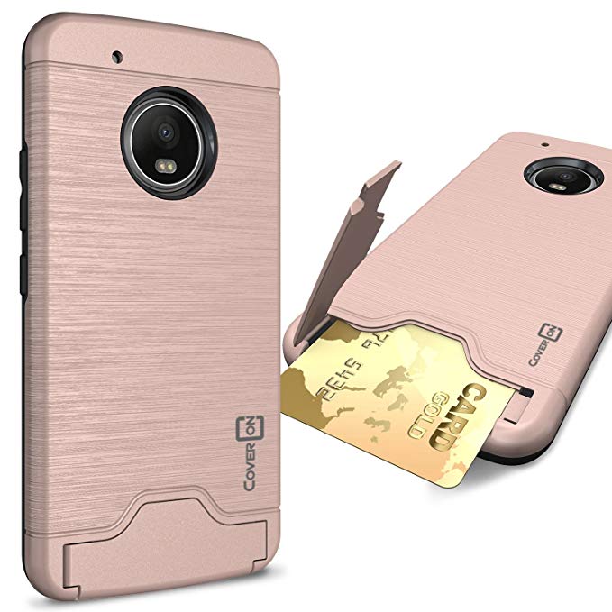 Moto G5 Plus Case, Moto G Plus 5th Generation Case, Moto X 2017 Case, CoverON [SecureCard Series] Hybrid Cover with Card Slot and Kickstand for Motorola Moto X (2017 Version) / G5 Plus Rose Gold