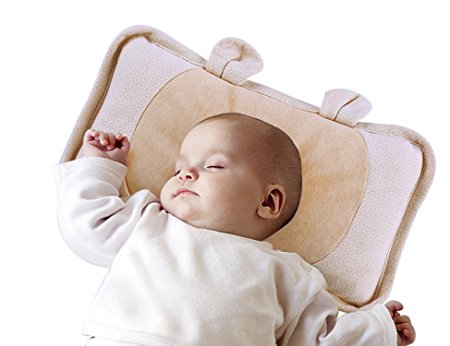 Romanstii Baby Pillow Nature Cotton Soft Bear Toddler Head Protector Sleeping Pillow for Newborn