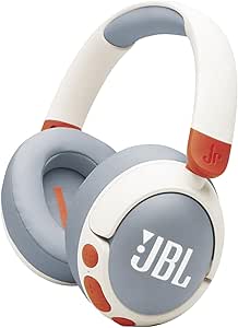 JBL Junior 470 NC, Casque Supra-auriculaire sans Fil Bluetooth pour Enfants, Réduction Active du Bruit, Micro intégré, 50 h d'autonomie, Safe Sound, limiteur de Volume, Set d'autocollants, Blanc