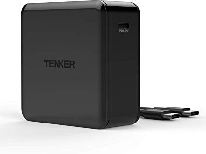 Tenker USB Type-C PD Charger with 60W Power delivery, PowerPort for MacBook Pro/Air, iPad Pro, iPhone Xs/XS Max/XR/X/8/8 Plus, Nintendo Switch, Moto Z, Samsung S9, Mate Book and More