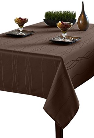 Benson Mills Gourmet Spillproof Fabric Tablecloth, Chocolate, 52-inch by 70-inch