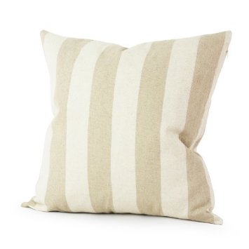Lavievert Decorative Ramie Cotton Square Throw Pillow Cover Cushion Case Handmade Taupe and Khaki Stripe Toss Pillowcase with Hidden Zipper Closure 20 X 20 Inches For Living Room Sofa Etc