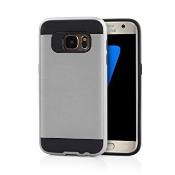 Samsung Galaxy S7 Case, [Dual Layer: Thin Silicone Interior   Heavy Duty Solid PC Back] Slim and Lightweight Case with Scratch Resistant Brushed Surface