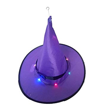 Whatyiu Halloween Decoration Outdoor 1Pcs Hanging Lighted Glowing Witch Hat Lights String Battery Operated for Outdoor Yard Tree,Decorations for Cosplay Props