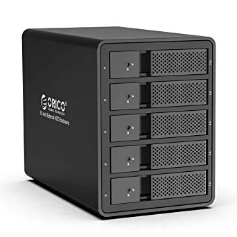 ORICO 5 Bay USB 3.0 3.5 inch External Hard Drive Enclosure Support 80TB (5 x 16TB) Aluminum Alloy HDD Enclosure with Fan / 150W / UASP Disk Data Storage (Diskless)