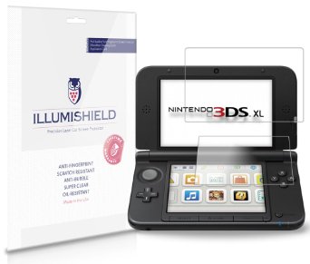 iLLumiShield - Nintendo 3DS XL Screen Protector Japanese Ultra Clear HD Film with Anti-Bubble and Anti-Fingerprint - High Quality Invisible LCD Shield - Lifetime Replacement Warranty - 3-Pack OEM  Retail Packaging