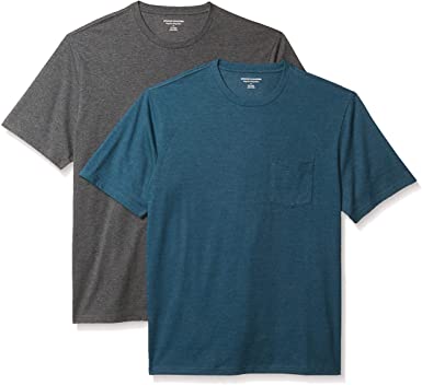 Amazon Essentials mens 2-Pack Loose-Fit Short-Sleeve Crewneck Pocket T-Shirt T-Shirt