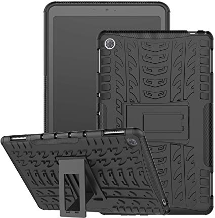 Huawei MediaPad M5 Lite 10 Case, Jhxtech Armor Style Hybrid PC   TPU Protective Kickstand Case Cover with Stand for Huawei MediaPad M5 Lite 10-Inch Tablet 2018 Release (black)
