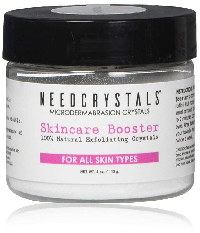 NeedCrystals Microdermabrasion Crystals, DIY Face Scrub. Natural Facial Exfoliator for Dull or Dry Skin Improves Acne Scars, Blackheads, Pore Size, Wrinkles, Blemishes & Skin Texture. 4 oz