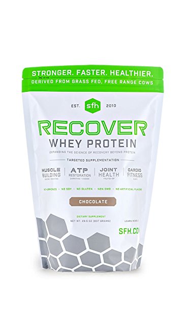 RECOVER Whey Protein Powder (Chocolate) by SFH | Great Tasting 100% Grass Fed Whey for Post Workout | All Natural | No Soy, No Gluten, No RBST, No Artificial Flavors | 837g / 27 servings