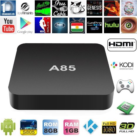 [MXQ Upgraded] TV Box X-Direct A85 Amlogic S805 Android 4.4 Quad-core Streaming Media Player Kodi 15.2 Full Loaded Set Top Box 1G/8G 1080P 4K Smart OTT TV Box