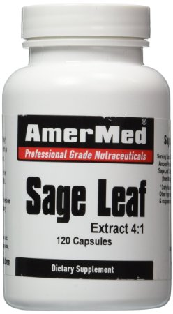 Sage Leaf 120 Capsules, Sage Leaf 3200 Mg Antioxidant Remedy for Menopausal Sweating - Amermed