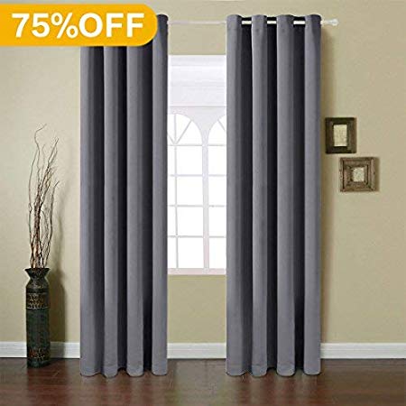 COSYJOY 99% Blackout Curtains 2 Panels Thermal Insulated Solid Grommet Draperies Set, Room Darkening Panels for Living Room, Bedroom, Home Theaters (W52 x L84, Dark Gray)