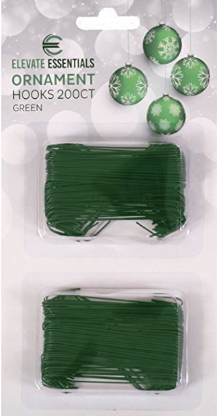 Green Christmas Ornaments Hooks - Green Ornament Hangers - Large 2.5 inch (Green) 200ct