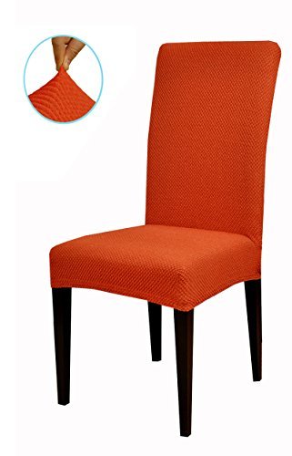 Subrtex Jacquard Stretch Dining Room Chair Slipcovers (4, Orangered Jacquard)