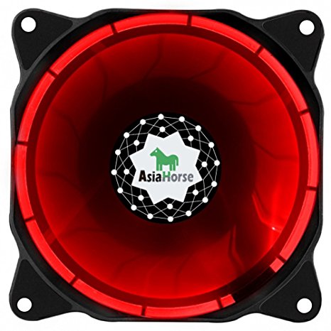 Asiahorse SOLAR ECLIPSE-Ultra Quiet Bearing 120mm DC Led Fan for Computer Cases, Long Life CPU Coolers,red