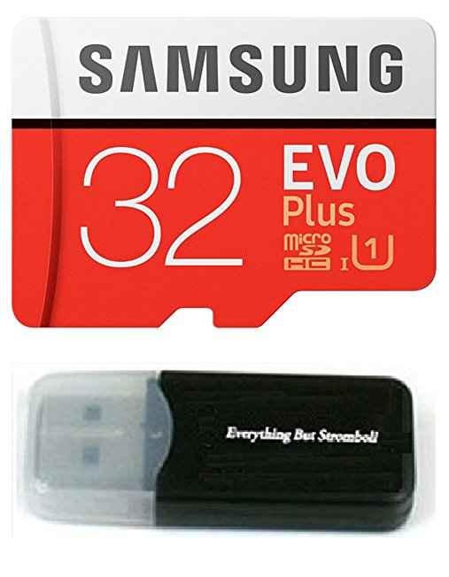 Samsung Evo Plus 32GB MicroSD HC Class 10 UHS-1 Mobile Memory Card for Samsung Galaxy J3 J1 Nxt Ace A9 A7 A5 A3 Tab A 7.0 E 8.0 View On7 On5 Z3 with Everything But Stromboli Memory Card Reader
