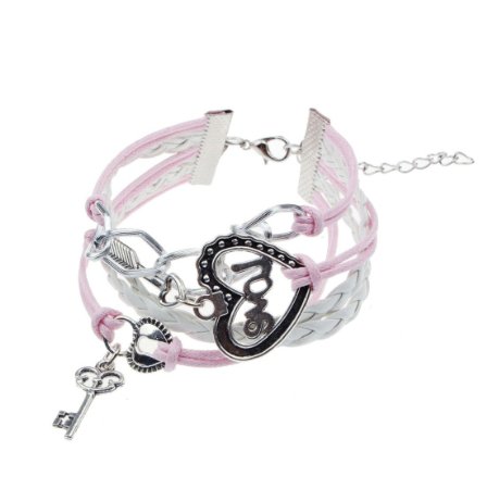 Sankuwen 1pc Cyber Monday Promotion, Infinity Love Heart Key Lock Pink Bracelet