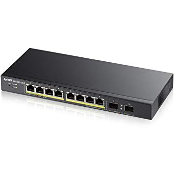 Zyxel 8-Port Gigabit PoE  Smart Managed Switch with 77 Watt Budget - Fanless Design and 2 SFP Ports [GS1900-10HP]