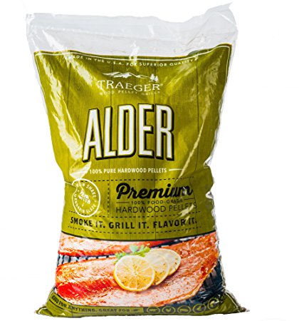 Traeger Grills Alder 100% All-Natural Hardwood Pellets - Grill, Smoke, Bake, Roast, Braise, and BBQ (20 lb. Bag)
