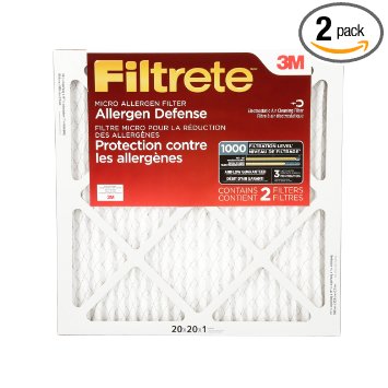 Filtrete Micro Allergen Defense Filter, MPR 1000, 20 x 20 x 1-Inches, 2-Pack