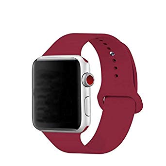 Sport Band Compatible Apple Watch 42mm, Soft Silicone Sport Strap Replacement Bands Compatibler iWatch Apple Watch Series 3, Series 2, Series 1 (M/L)(Ren Wine)
