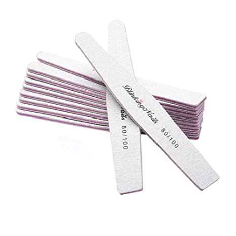 Nail Files and Buffers 80/100/180 Grit Professional Nail Files for Natural Nails,Double Sides Washable Block Disposable Nail Files for Acrylic Nails