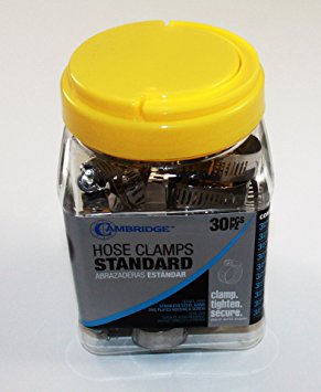 Cambridge Hose Clamp Assortment Jar Kit- 30 Pieces
