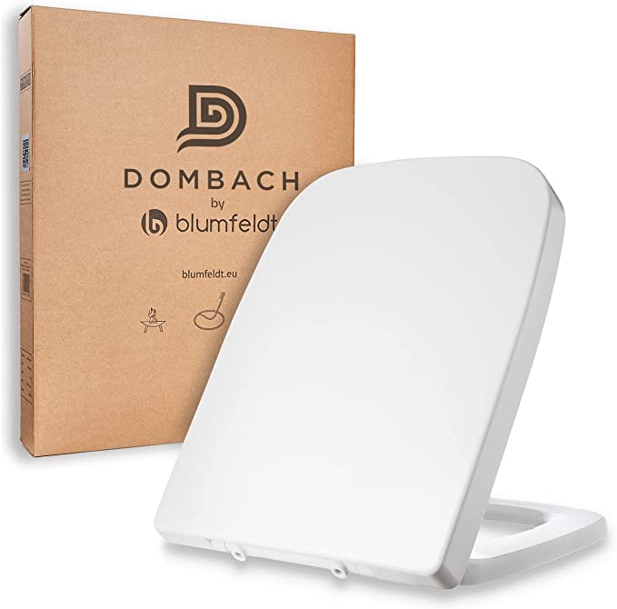 Dombach® Lamera Premium Toilet Seat Soft Close White (Square, Duroplast) - Quick Release Toilet seat - Easy Fixing - Antibacterial, Removable Family Toilet seat, Ergonomic - Slow Close Toilet Seats