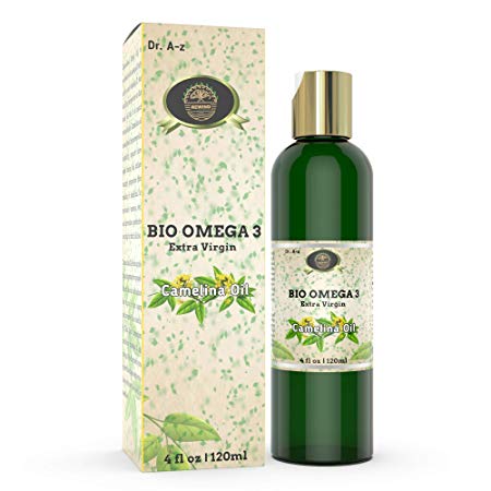 Camelina Oil Organic Extract Bio Oil Cold Pressed Unrefined Virgin Raw Omega 3 Vitamin E Purcellin Lymphatic Massage 100% Pure Natural Undiluted Antioxidant Carrier oil revitalize hair skin nails 4oz