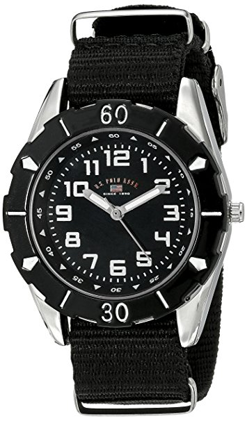 U.S. Polo Assn. Kids' USB75027 Stainless Steel Watch with Black Nylon Strap
