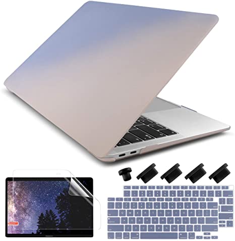 Dongke for MacBook Air 13 inch Case 2020 2019 2018 Release A2337 M1 A2179 A1932, Plastic Hard Shell Case & Keyboard Cover Only Compatible with MacBook Air 13 inch Retina Fits Touch ID, Gray to Stone