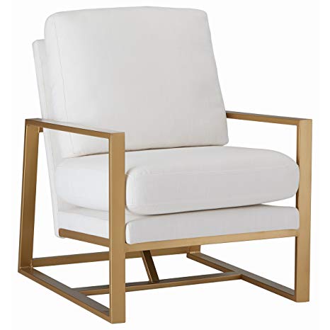 Rivet Charlotte Modern Brass Accent Chair, Natural