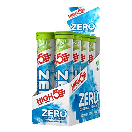 HIGH5 ZERO Hydration Tablets Sugar Free With Electrolytes 0 Calories Added Vitamin C (Citrus) (Pack of 8x20 Tubes)