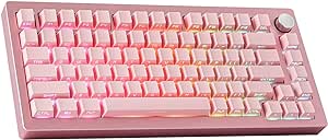 EPOMAKER Tide75 QMK/VIA Wireless Gaming Keyboard, 75% Aluminum Mechanical Keyboard, Programmable Creamy Keyboard, Bluetooth/2.4Ghz/USB-C, with FR4 Plate for Win/Mac (Pink, Lemon Switch)