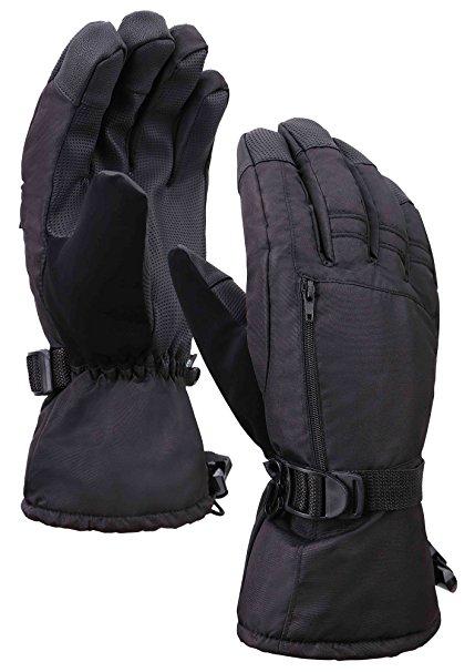 Men's 3M Thinsulate Weatherproof Touchscreen Snow Ski Gloves with Zipper Pocket