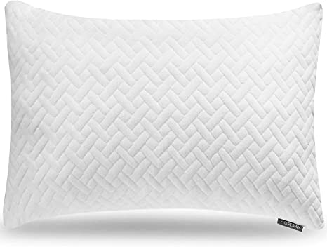 Hoperay Bed Neck Pillows for Sleeping - Bedding Shredded Memory Foam Firm Pillow - Support Side Sleeper Pillow - Adjustable Loft Washable Removable Cooling Bamboo derived Rayon Pillowcase
