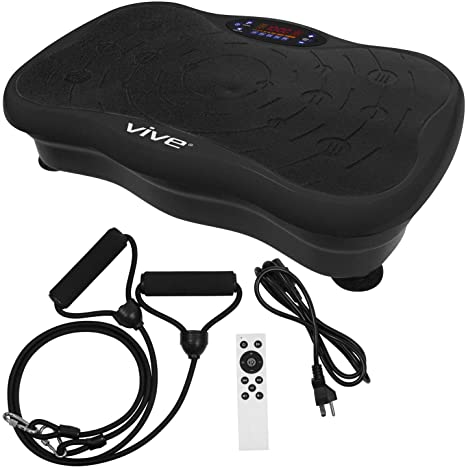 Vive Shake Plate - Vibration Platform with Resistance Exercise Band - Vibrating Fat Shaker Power Machine - Equipment for Whole Body Home Fitness