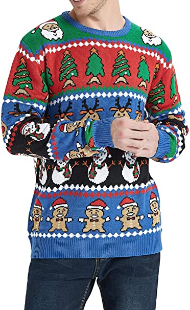 Daisyboutique Men's Christmas Rudolph Reindeer Holiday Sweater Cardigan Cute Ugly Pullover