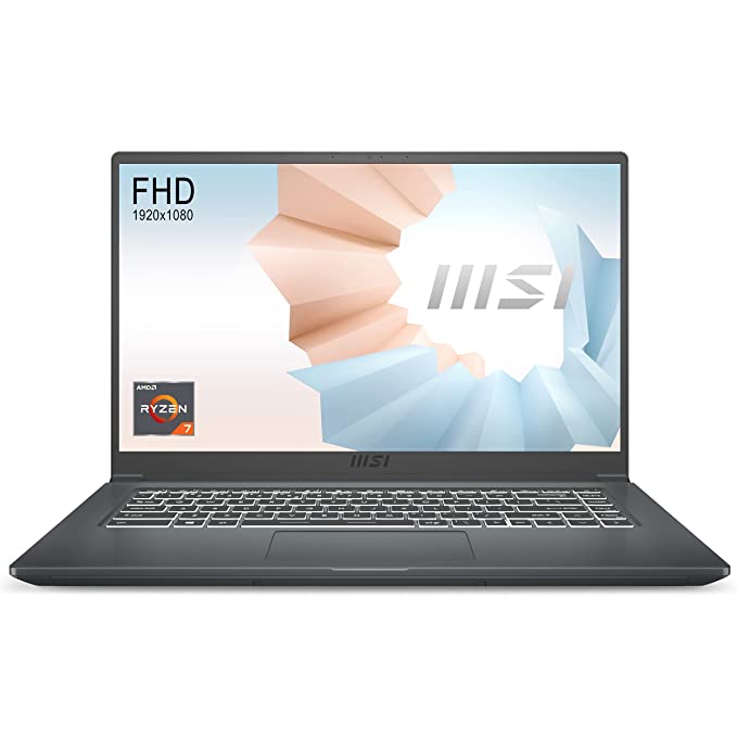 MSI Modern 15, Ryzen 7 5700U, 15.6" FHD IPS-Level 60Hz Panel Laptop (8GB/512GB NVMe SSD/Windows 11 Home/Carbon Grey/1.6Kg), A5M-280IN