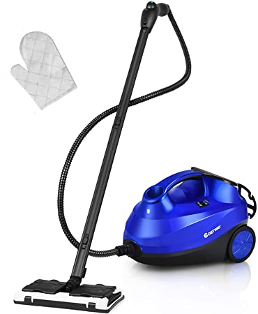 COSTWAY 2000W Multipurpose Steam Cleaner with 19 Accessories, Household Steamer w/ 1.5L Tank for Chemical-Free Cleaning, Heavy Duty Rolling Cleaning Machine for Carpet, Floors, Windows and Cars (Blue)