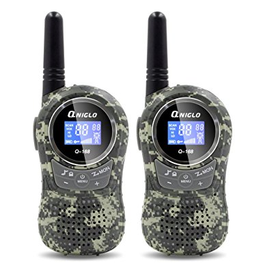 Qniglo Q168 Walkie Talkies for Kids , 22 Channel FRS/GMRS Two Way Radio with 3 Miles Long Range Handheld Mini Walkie Talkies (Pack of 2, Camo Green)