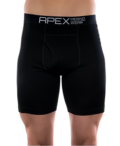 APEX Men's Merino Wool Boxer Briefs Moisture-Wicking Performance Underwear