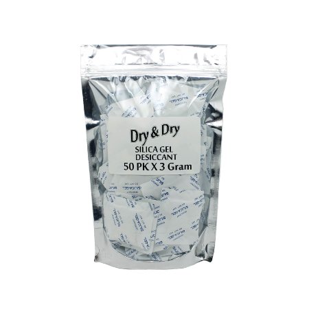 3gm Pack of 50 "Dry&dry" Silica Gel Packets Desiccant Dehumidifiers