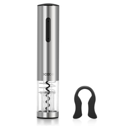 Ecooe Stainless Steel Automatic Electric Wine Bottle Opener with Foil Cutter  LED Light  Powerful Motor Silver