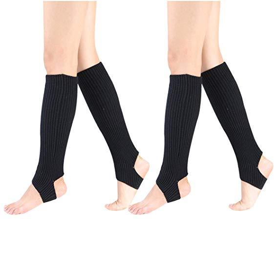 Women Stirrup Leg Warmers Boot Cuffs Socks Knee High Length Crochet for Dance Yoga