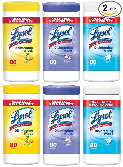 Lysol Disinfecting Wipes Value Pack, Variety Scents, 480 Wipes (6 Packs of 80 Wipes, 2 Each of Lemon & Lime Blossom, Early Morning Breeze, Crisp Linen)